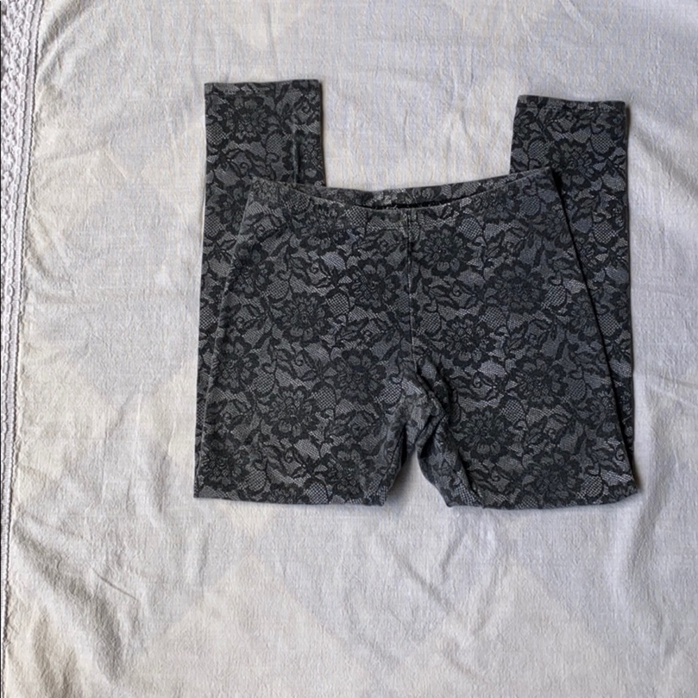 Girls Black Flower Leggings